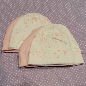 Gerber 4 Pink and White Starry Baby Hats